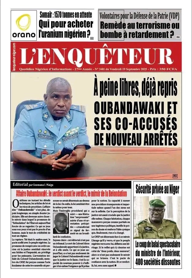 nazirou00227's tweet photo. 🔁 Oubandawaki, épisode 2 : Retour à la Prison
Libérés hier, arrêtés aujourd’hui.
Au Niger, la justice c’est comme une porte tournante : tu sors, tu rentres, selon l’humeur du régime.
Le vrai nom du pays désormais ? La République des Arrestations Recyclables.
#Dictature2.0 https://t.co/s2dtcWsDhZ