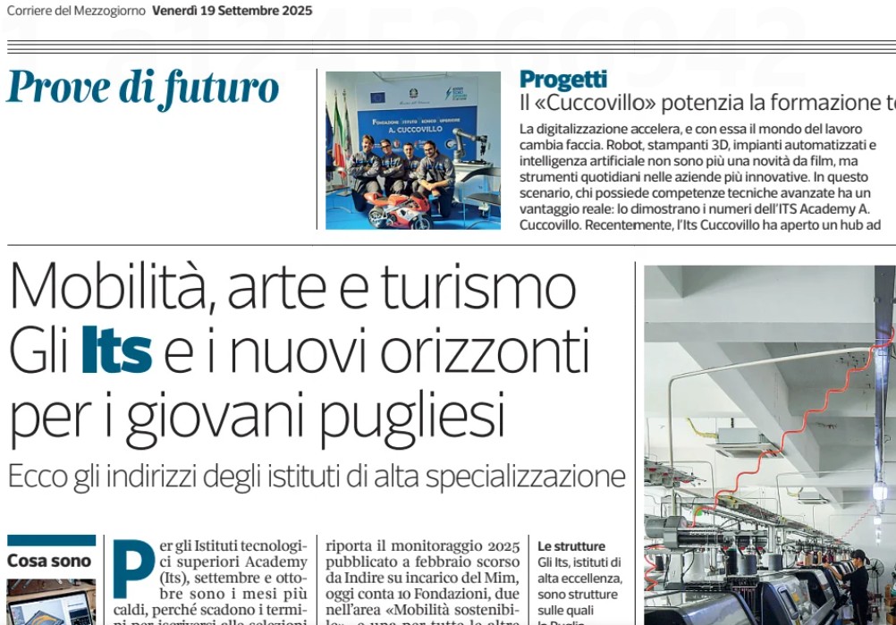 Per gli Istituti tecnologici superiori Academy, settembre e ottobre sono i mesi più caldi, perché scadono i termini per «staccare il biglietto» per buona parte dei corsi al via nel 2025... 

Oggi sul #CorrieredelMezzogiorno
