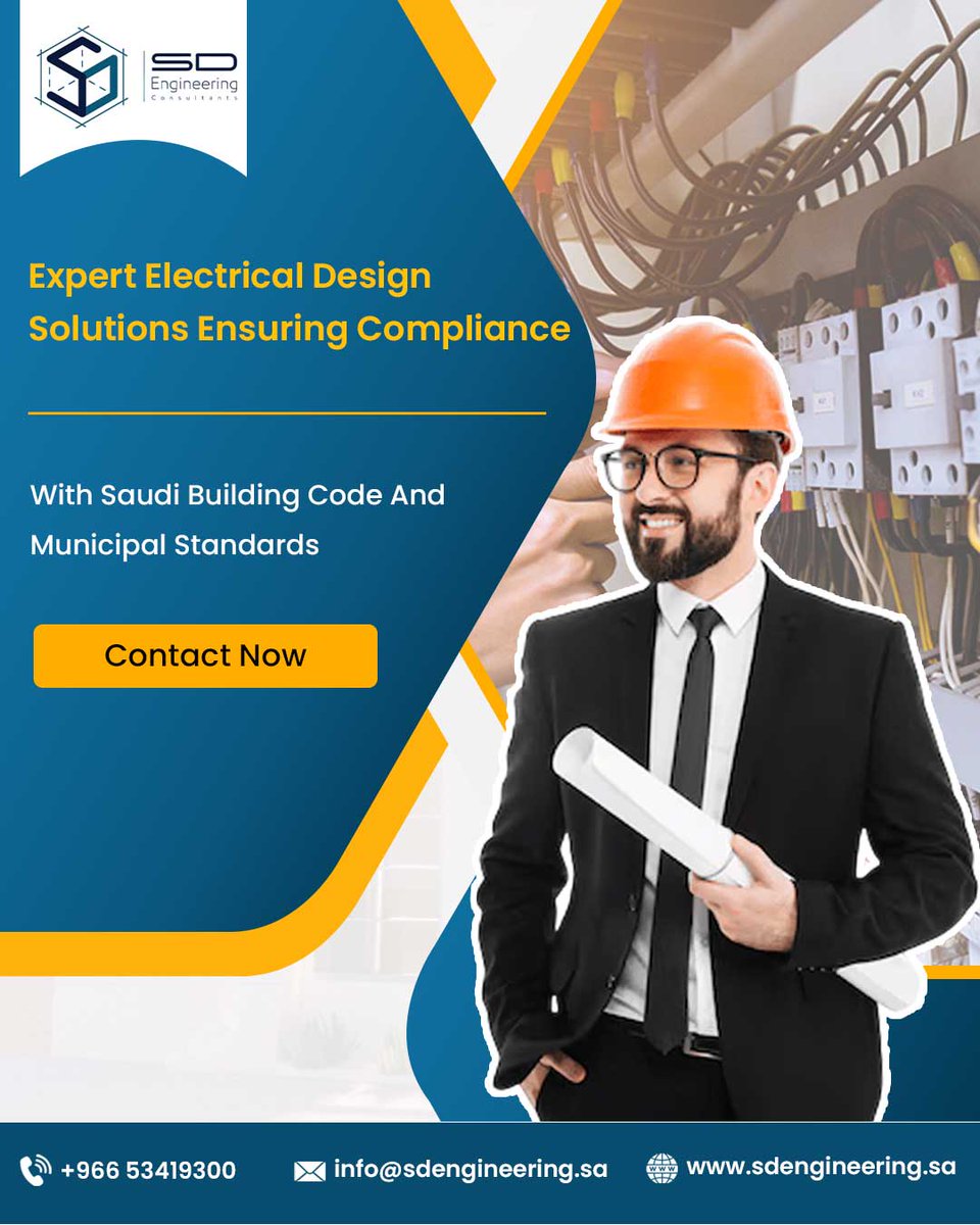 SD__Engineering's tweet image. Power your projects with Expert Electrical Design Solutions  Compliant with Saudi Building Code &amp;amp; Municipal Standards—safe, efficient &amp;amp; innovative for all sectors. 
 sdengineering.sa

#ElectricalDesign #SaudiBuildingCode #EngineeringSolutions #ElectricalSafety
