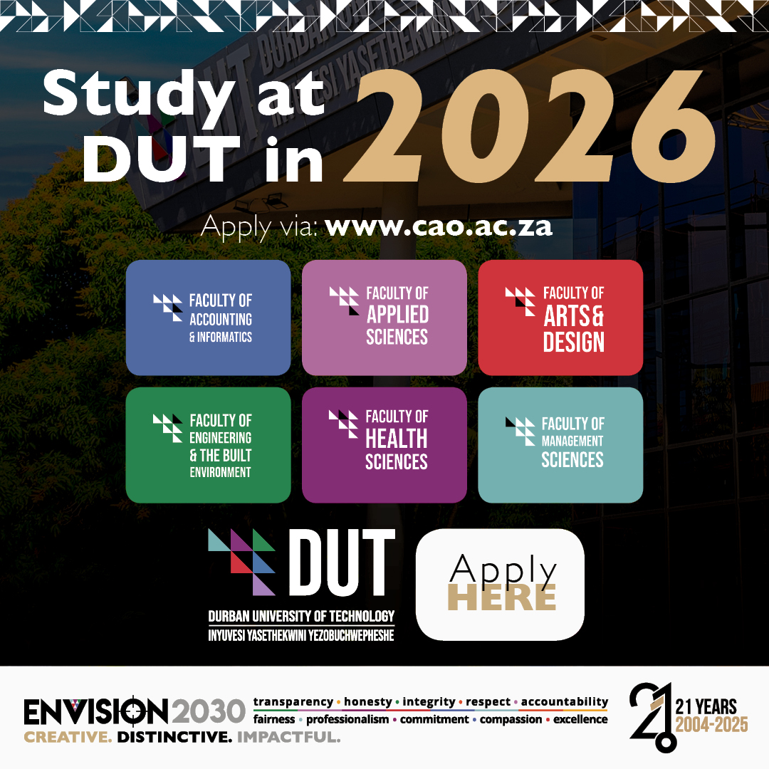 TheCitizen_News's tweet photo. SPONSORED: π Study at DUT in 2026! Applications open via CAO. Apply early for your dream course at DUT.π» https://t.co/xvhkZmqfxZ
#DUT #IAMDUT #CreateTheFutureYouWant@DUT https://t.co/u1P7qKcQsD