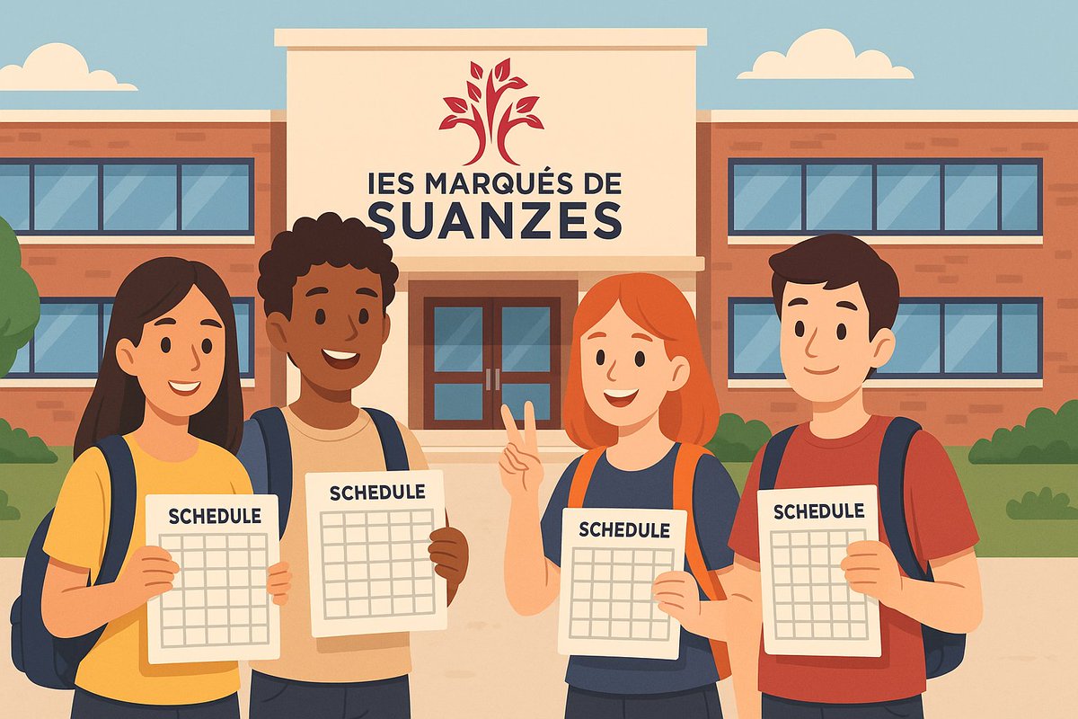 📢 Horarios definitivos publicados
El IES Marqués de Suanzes informa que ya están disponibles los horarios definitivos por grupos.
✅ En vigor desde el lunes 22 de septiembre
ℹ️ Consulta toda la información en la web del centro.
