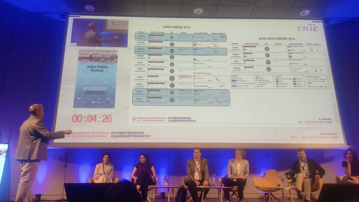 We are at V International Workshop on Cardiomyopathies taking place in A Coruña! 

This forum is focused on hypertrophic cardiomyopathy. 🫀 

Our colleagues <a href="/maria_valgom/">María Valverde Gómez</a> and <a href="/jpocardio/">Juan Pablo Ochoa</a> have presented a clinical case and discussed intermediate effect variants and semi-dominance