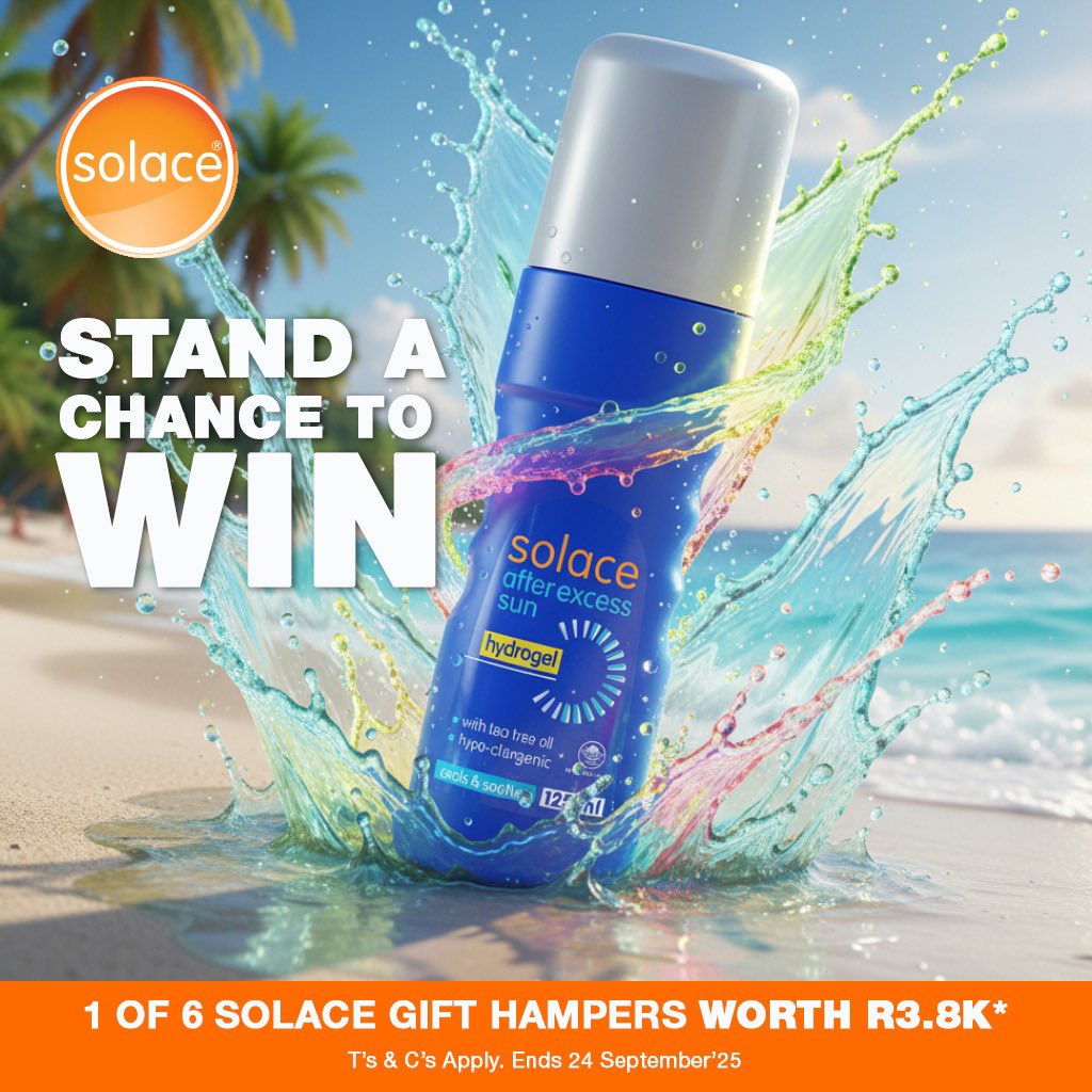 SolaceSPF's tweet image. Heritage Day Giveaway!
Your skin deserves to shine, not burn. 💛
Win 1 of 6 Solace hampers worth R3,800 🌿
Safe, soothing, sunshine-ready after-sun care.

Enter 👉 bit.ly/SolaceCompetit…

#WinWithSolace #SunProtection #SummerGlow #HeritageDay
