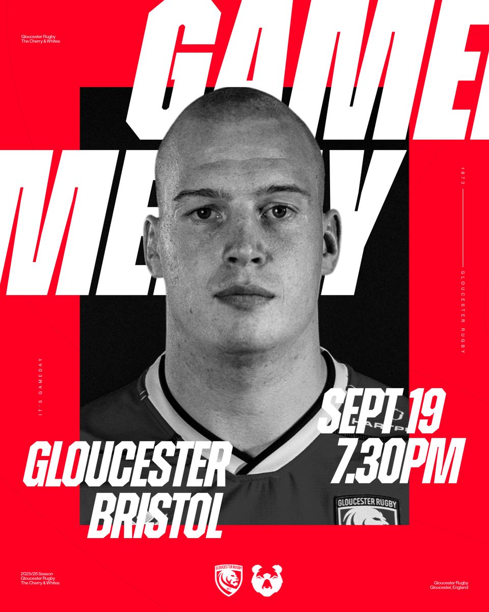 𝗚𝗔𝗠𝗘 𝗗𝗔𝗬 🥳

🆚 <a href="/BristolBears/">Bristol Bears 🐻</a> 
⏰ 7.30pm
📍 Kingsholm Stadium
🏆 #PREMCup | Round 2

📲 <a href="/gloucesterrugby/">Gloucester Rugby 🍒</a> 
📻 <a href="/BBCGlos/">BBC Gloucestershire</a> 

#GLOvBRI | 🍒🐻