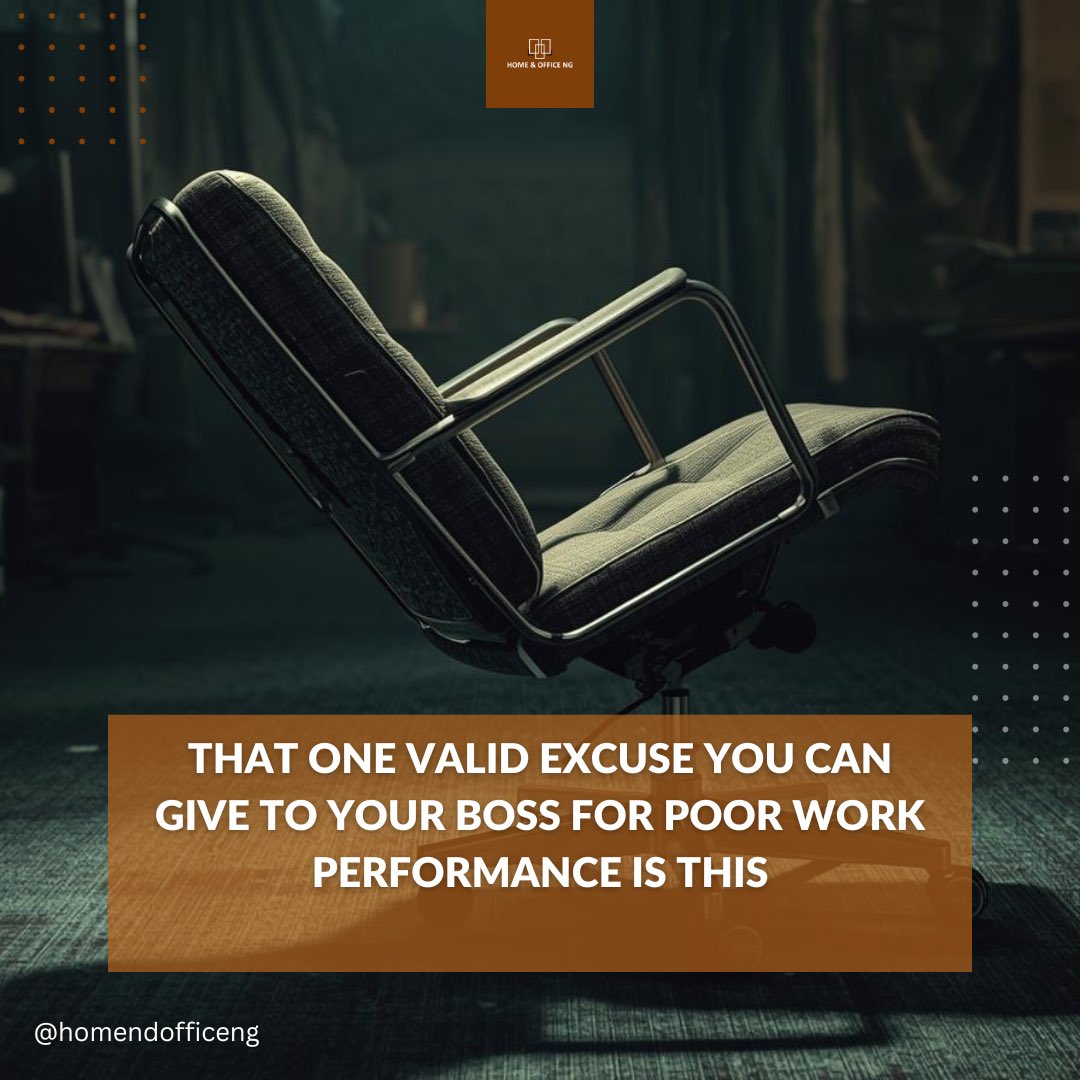 homendofficeNg's tweet image. The beauty of this excuse is that it can be considered a valid excuse, provided that the chair gives you discomfort during work hours.

On a more serious note take your posture health seriously. You deserve the best!
#ergonomicchair #officechair   #HomendOffice