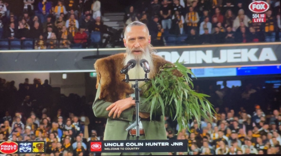 BazNMFC's tweet image. Oh for goodness sake!! I’m fed up with this clown. How many times will you welcome me to my OWN country?? This stupid PR stunt has gone TOO FAR!! Enough is enough. Wominjeka FUCK OFF!! #AFLFinals #AFLCatsHawks