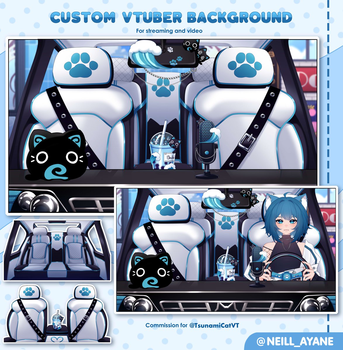 neill_ayane's tweet image. Commission of the car BG 🐾🩵

#Vtuber #VtuberAssets