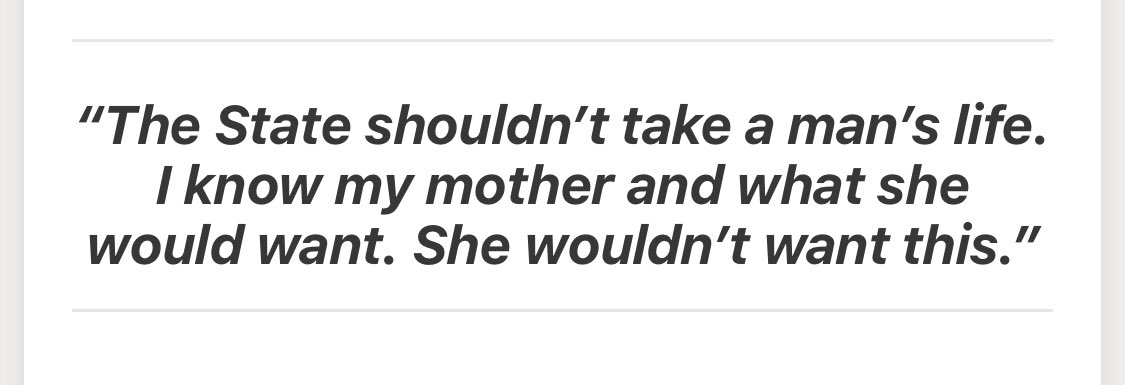 “A condemned man and his victim’s son are seeking reconciliation as the state prepares to gas him to death. Alabama has turned them down.” <a href="/TreadbyLee/">Tread by Lee</a> <a href="/lee_hedgepeth/">Lee Hedgepeth</a> <a href="/Journey0fHope/">Journey of Hope</a> <a href="/PHADP/">PHADP</a> <a href="/AlabamaArise/">Alabama Arise</a> <a href="/eji_org/">Equal Justice Initiative</a> #WillBerry #GeoffreyWest #deathpenalty