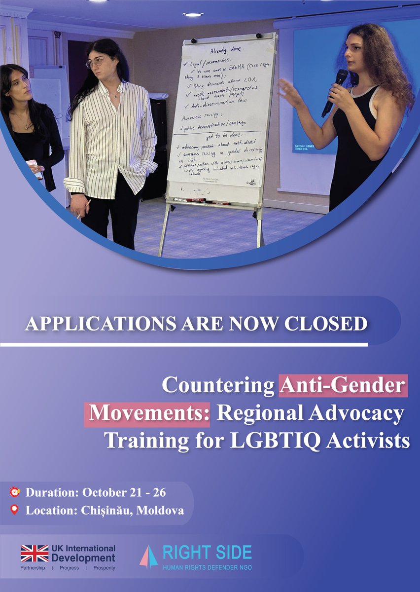 RightSideNgo's tweet image. ✨ Applications are now closed ✨
📩 We received 38 applications from LGBTIQ+ activists from Armenia, Georgia, Azerbaijan, Turkey, Moldova, and Ukraine.
🌈 Out of them, 24 participants have been selected.
@GOVUK