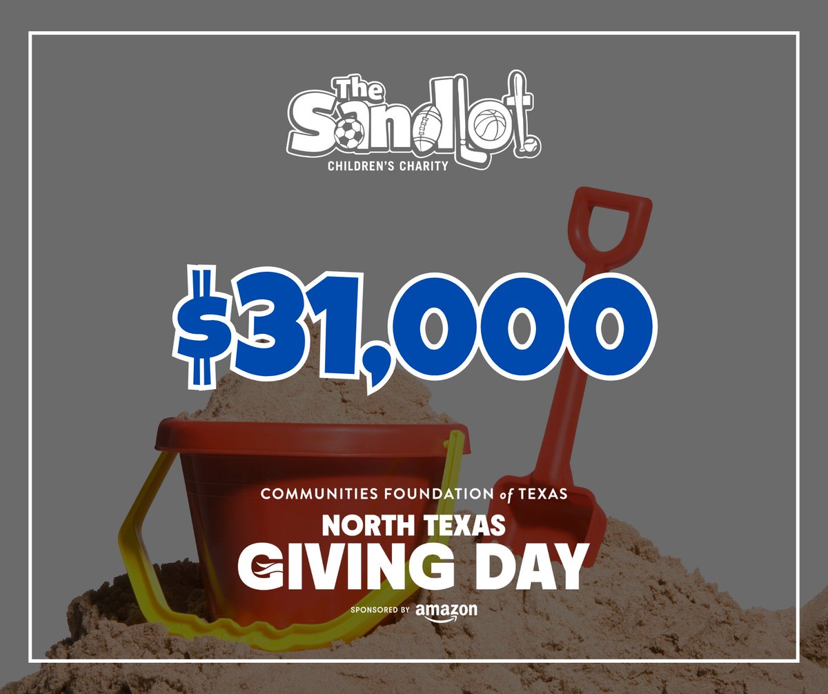 You filled our sandbox! 🪣💛
Thanks to you, The Sandlot blew past our goal and raised over $31,000 on #NTXGivingDay!
Every scoop = every gift. Thank you for helping us build something bigger for kids + families of all abilities. We are truly honored.