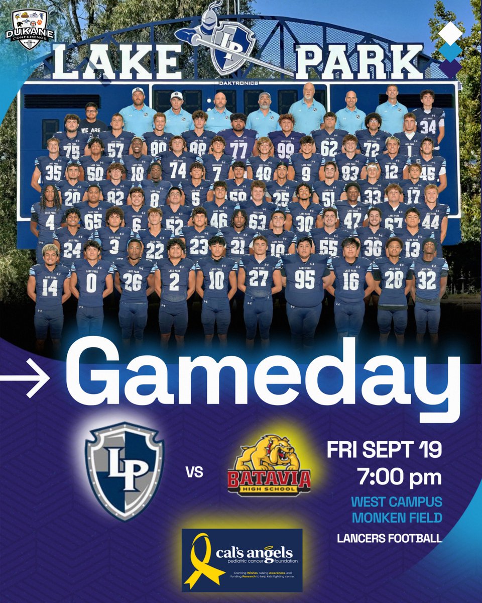 Lake Park Athletics (@lpathleticdept) on Twitter photo 🏈💛GOLD OUT GAME💛🏈
📍Monken Field <a href="/LakeParkFootbal/">Lake Park Lancer Football</a>
🆚 Batavia
⏰ 4:30pm Sophs | 7:00pm Varsity
🎟️GoFan gofan.co/event/4053316?… or Cash at gate
🖥️ HUDL Stream fan.hudl.com/usa/il/roselle… 🏈💛GOLD OUT GAME💛🏈
📍Monken Field <a href="/LakeParkFootbal/">Lake Park Lancer Football</a>
🆚 Batavia
⏰ 4:30pm Sophs | 7:00pm Varsity
🎟️GoFan gofan.co/event/4053316?… or Cash at gate
🖥️ HUDL Stream fan.hudl.com/usa/il/roselle…