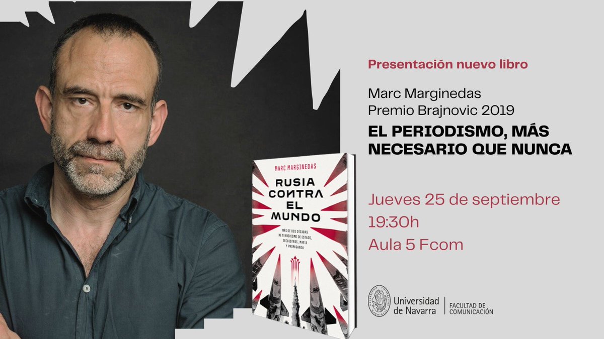 El próximo jueves, 25 de septiembre, en el aula 5 de mi querida universidad de Navarra <a href="/fcomunav/">fcomunav</a> en Pamplona, presentaremos junto a la decana Charo Sádaba, la obra 'Rusia conntra el mundo'
