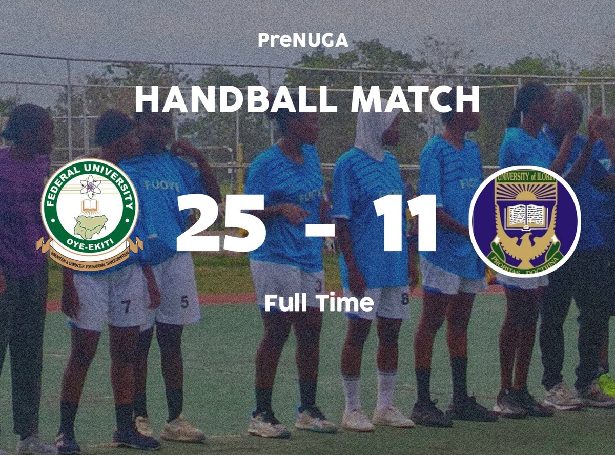 FUOYE_SPORTS's tweet photo. FUOYE Queens own the court! 🤾‍♀️🔥 Another clean win over UNILORIN, handball edition at the Pre NUGA.

Acta Non Verba. 💯 https://t.co/Etz4j29fJu