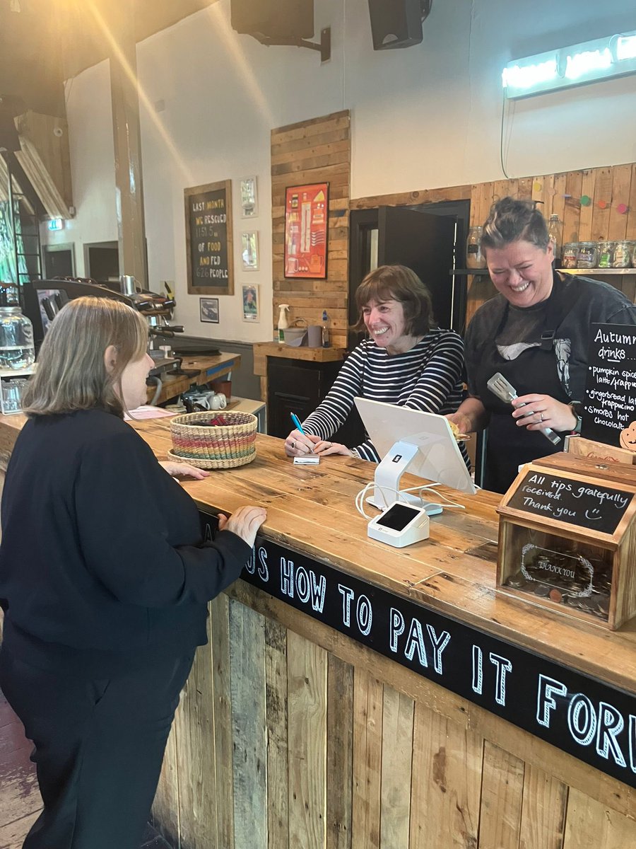CMochan's tweet photo. Today I visited Café Recharge in Galashiels.

They are very focused on managing food waste whilst providing a social café tackling food poverty. 

These kinds of spaces are vital in many communities across South Scotland. https://t.co/e4T3jLe3Qb