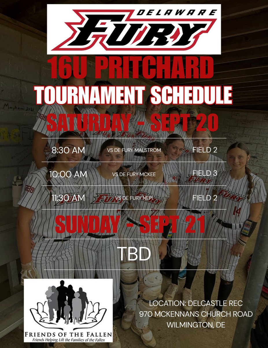 Come see us play this weekend all for a good cause! Friends of the Fallen Tournament this weekend in Wilmington, DE! #friendsofthefallen #delawarefury