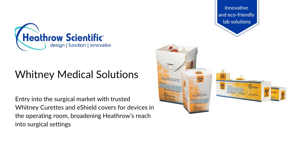 Whitney Medical Solutions (WMS) is now part of the Heathrow Scientific portfolio.  This marks their entry into the surgical product market while strengthening its portfolio of innovative laboratory solutions. Learn more, ow.ly/XiEj50WZnlH

#LifeSciences  #LabSupplies