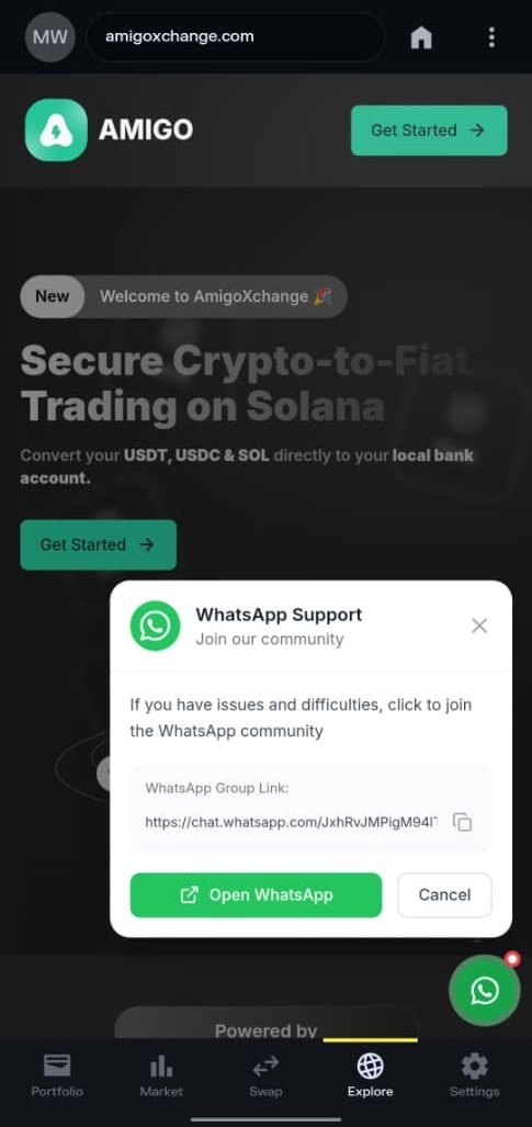 New Update, Same Amigo Vibes!🤗💚

🍳👨‍🍳 Our dev just left the kitchen and dished out a fresh new update for y'all Amigos! Stay connected and get quick support when you encounter any issues on our platform. 
What do you think, Amigos? Share your feedback.💬
#UseAmigoXchange