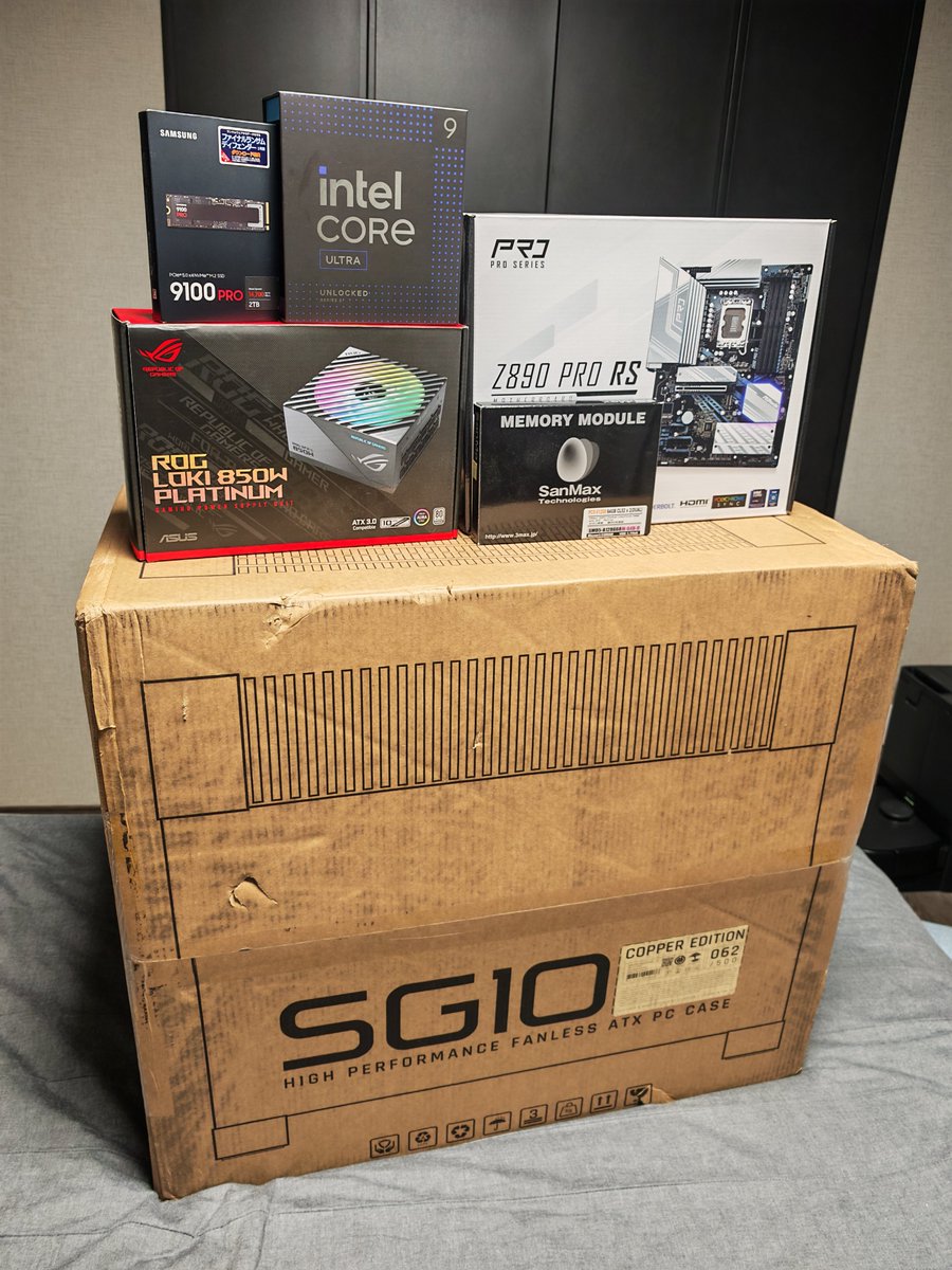 使ったパーツたち
久々にintelです
グラボはとりあえず検証用の3080で350W冷やしきれるか試します！！