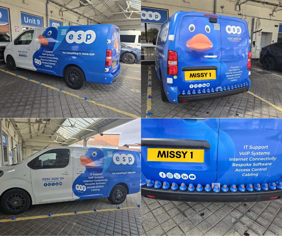 ESPProjects's tweet image. 📣We have a new addition to our ESP Projects Team...Our brand new Duck Van!🦆
If you see our van and you take a picture or Scan the QR Code then contact us, you get 10% off our IT Support Contracts! Its as eay as that!
#ESPDuck #espprojects #ITSupport