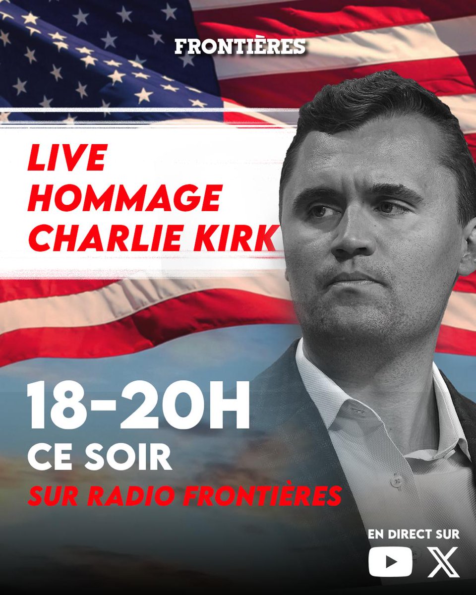 ⚡️CHARLIE KIRK : Nous serons en direct, dès 18h, pour l'hommage rendu à Charlie Kirk à Paris.

👉Rejoignez-nous sur YouTube, et nos réseaux sociaux, notre application et notre site internet.