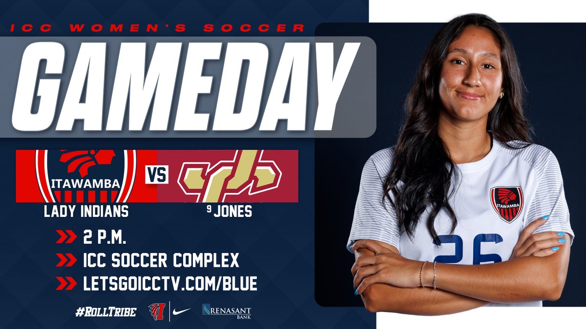 #ICCWSC GameDay!
⚽ vs No. 9 Jones
🕑 2 p.m.
📍 ICC Soccer Complex
📺 LetsGoICCTV.com/blue
🏹 #RollTribe