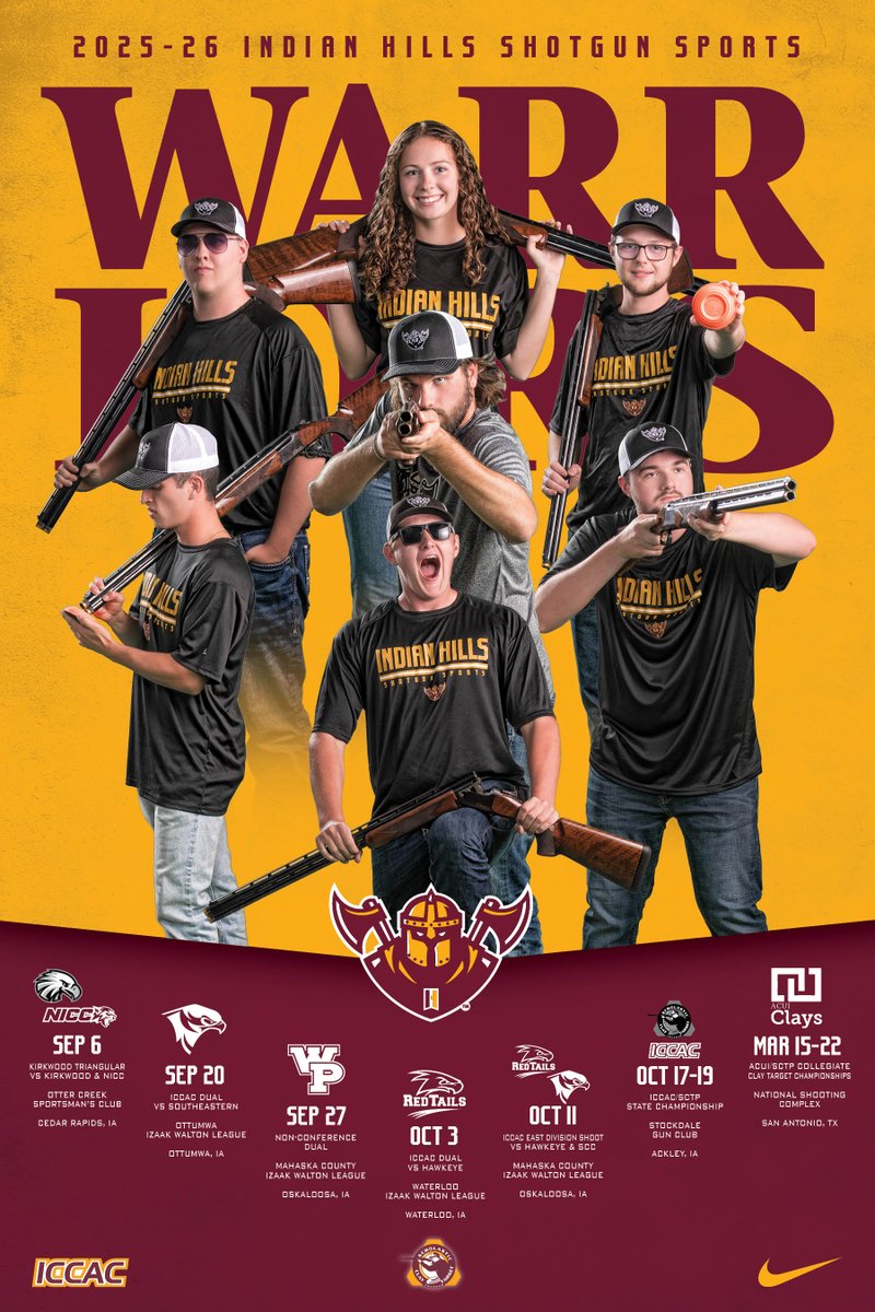 GUNS ’N POSES!! One more sleep until the <a href="/IHCCshoot/">Indian Hills Shotgun Sports</a> squad hosts its only home event of the 2025-26 campaign as the Warriors host <a href="/SCC_Blackhawks/">Southeastern Athletics</a> at 10 a.m. Saturday at the Ottumwa Izaak Walton League. Take a peep at their schedule poster and grab one the next time you’re at the