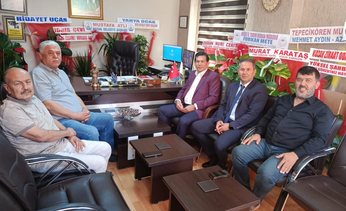 Yönetim Kurulu Başkanımız İdris ÇEVİKALP, Meclis Başkanımız Süleyman DELİBAŞ, Yönetim Kurulu Yardımcımız Uğur HALAMAN ve Kurul Üyemiz Tacettin AZGIN Kozan İlçe Tarım ve Orman Müdürlüğü görevine atanan Mutlu KARATAŞ' a hayırlı olsun ziyaretinde bulundular.