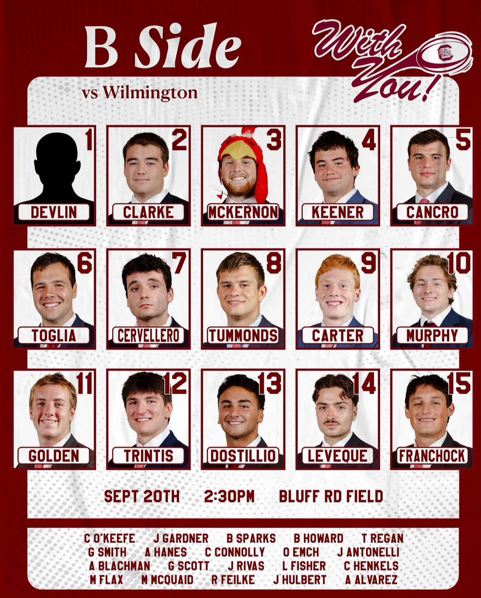 Team list for tomorrow’s matches against UNC-Wilmington!

#punish