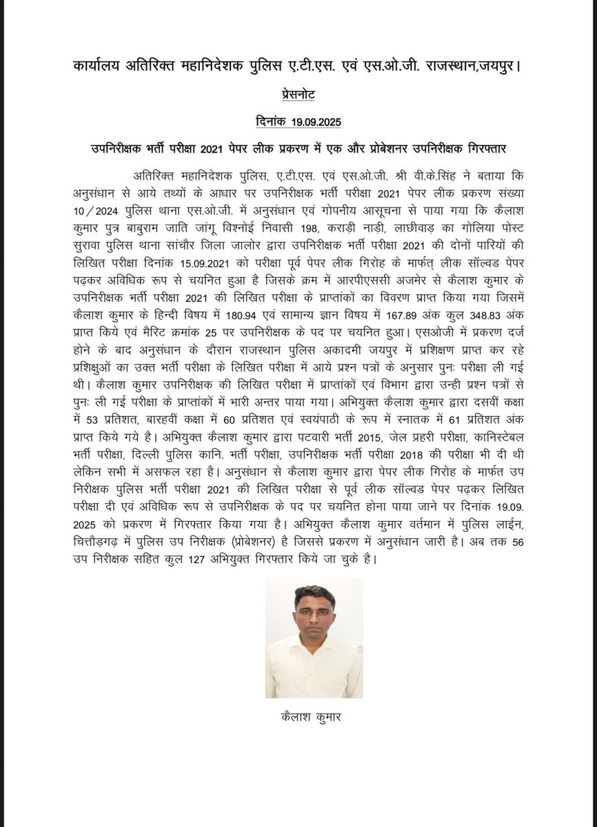 एक और बननेवाला थानेदार हवालात में ! क्या कलेजा है अब भी पुलिस लाईन में ड्यूटी पर है। इसने  पेपर लिया किससे था!