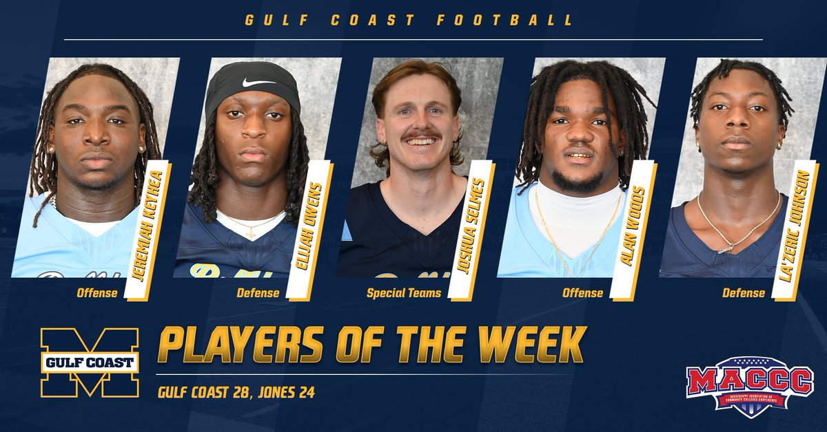 MGCCC Athletics (@mgcccbulldogs) on Twitter photo FOOTBALL | <a href="/CoachWrightPerk/">Jack Wright</a> and his <a href="/MGCCC_FOOTBALL/">MGCCC Football</a> staff have named their Players of the Week for the 28-24 win at Jones: FOOTBALL | <a href="/CoachWrightPerk/">Jack Wright</a> and his <a href="/MGCCC_FOOTBALL/">MGCCC Football</a> staff have named their Players of the Week for the 28-24 win at Jones: