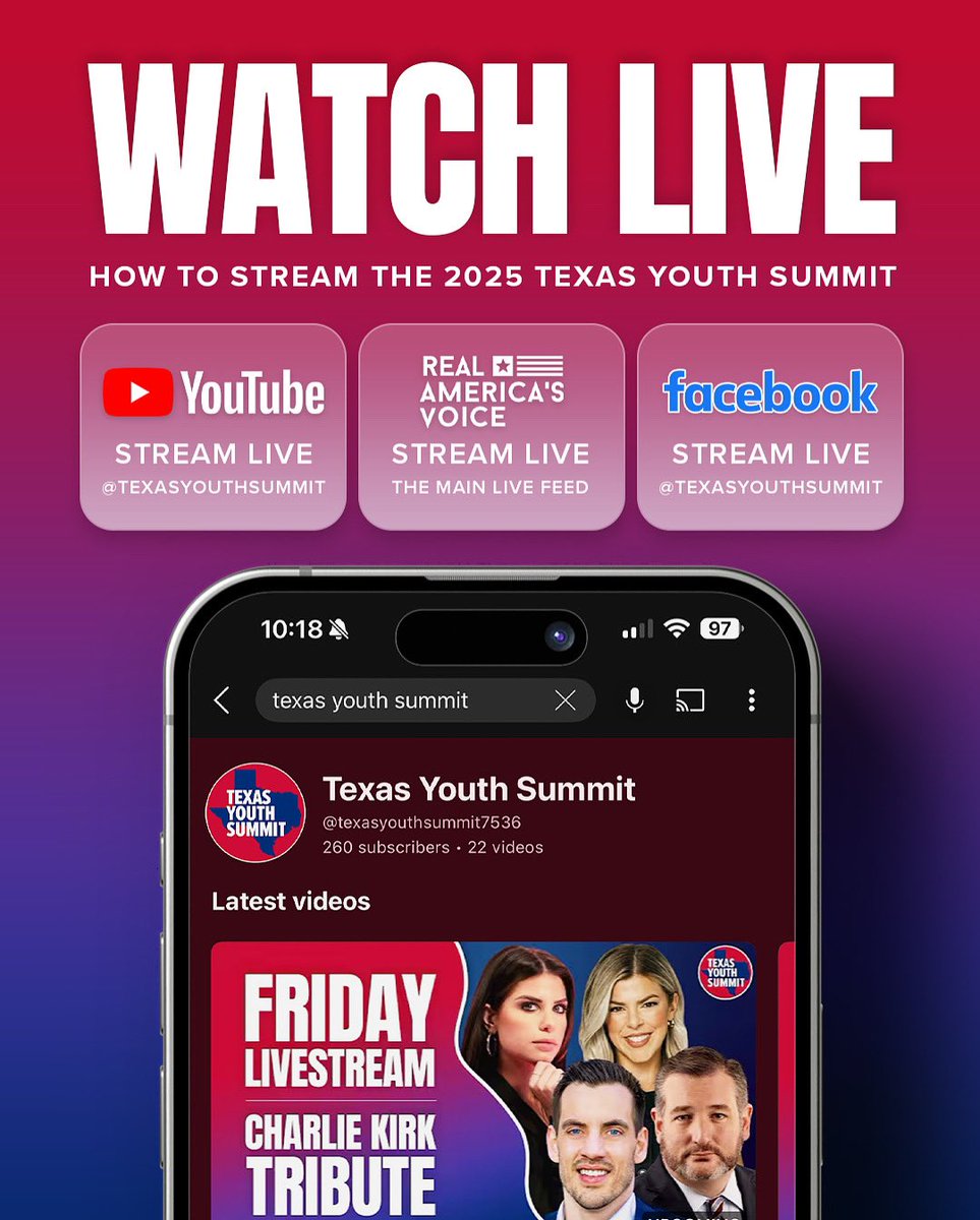 Here’s how to watch us virtually if you can’t make the conference. For a full schedule go to Texasyouthsummit.com/schedule