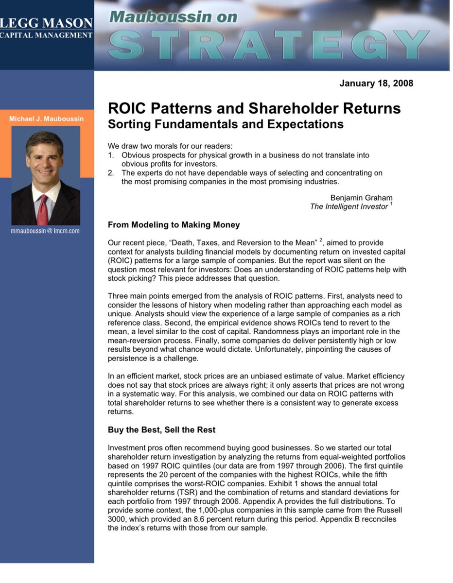 thebigideas_'s tweet photo. ROIC Patterns and shareholder returns; sorting fundamentals and expectations.

More Mauboussin for your weekend reading: https://t.co/GR7dZ0XYpP