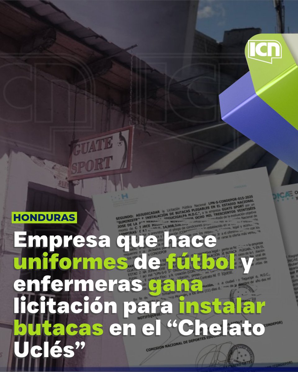 #ICNinvestiga🔴| 𝐄𝐦𝐩𝐫𝐞𝐬𝐚 𝐪𝐮𝐞 𝐡𝐚𝐜𝐞 𝐮𝐧𝐢𝐟𝐨𝐫𝐦𝐞𝐬 𝐝𝐞 𝐟𝐮́𝐭𝐛𝐨𝐥 𝐲 𝐞𝐧𝐟𝐞𝐫𝐦𝐞𝐫𝐚𝐬 𝐠𝐚𝐧𝐚 𝐥𝐢𝐜𝐢𝐭𝐚𝐜𝐢𝐨́𝐧 𝐩𝐚𝐫𝐚 𝐢𝐧𝐬𝐭𝐚𝐥𝐚𝐫 𝐛𝐮𝐭𝐚𝐜𝐚𝐬 𝐞𝐧 𝐞𝐥 “𝐂𝐡𝐞𝐥𝐚𝐭𝐨 𝐔𝐜𝐥𝐞́𝐬”

La Comisión Nacional de Deportes (<a href="/condeporhn/">CONDEPOR</a>) adjudicó un