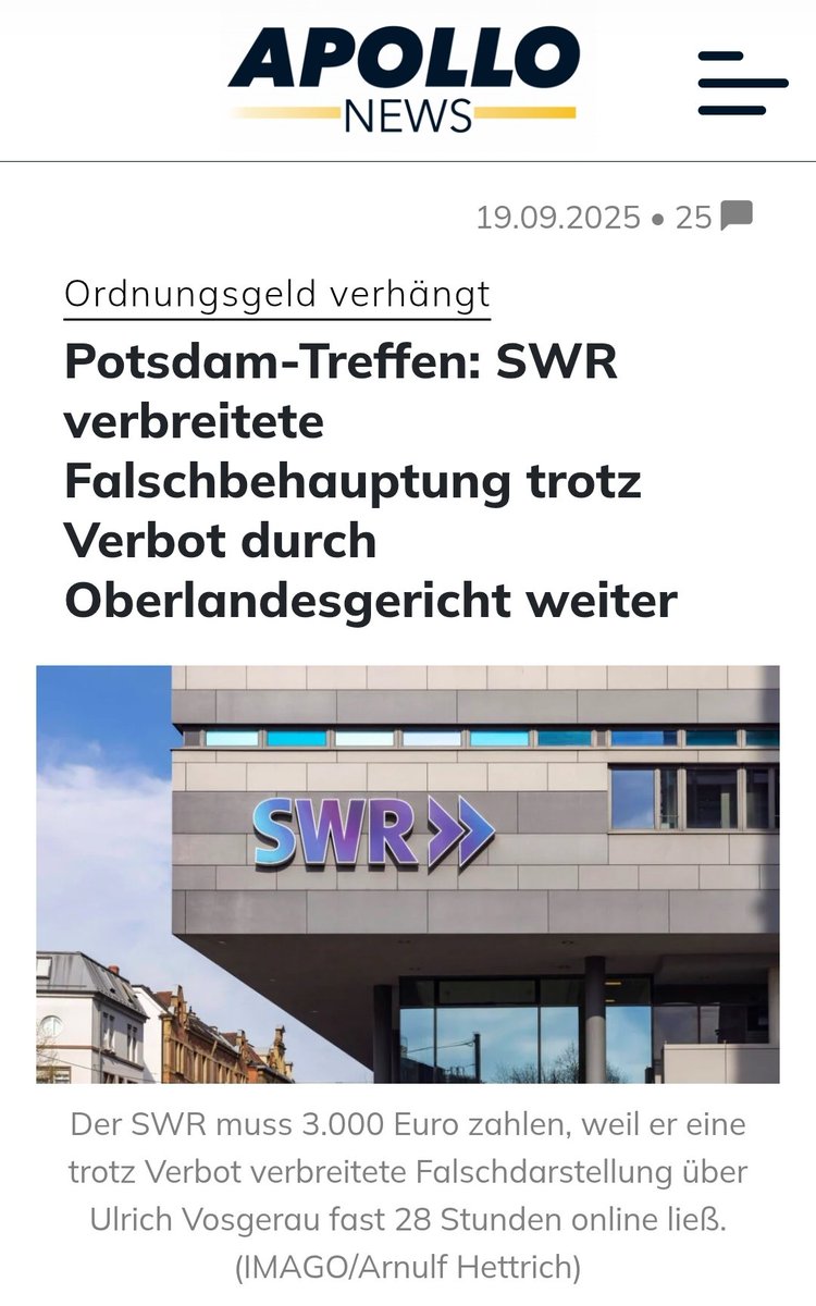 OERRBlog's tweet image. Potsdam-Treffen: SWR verbreitete Falschbehauptung trotz Verbot durch Oberlandesgericht weiter - Gebührenzahler müssen für diese Desinformation bezahlen #OerrBlog