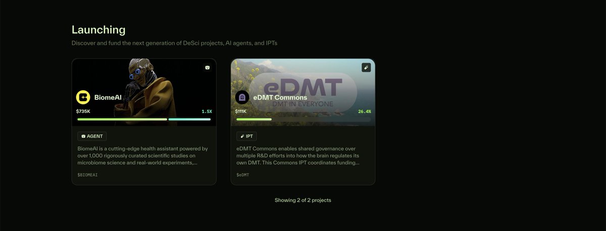 Today <a href="/BioProtocol/">Bio Protocol</a> launched two consecutive Launch rounds.
But it seems <a href="/BiomeAI/">BiomeAI</a>  is more FOMO-inducing than <a href="/edmtcomms/">eDMT Commons</a> .
Right now, it’s already oversubscribed.