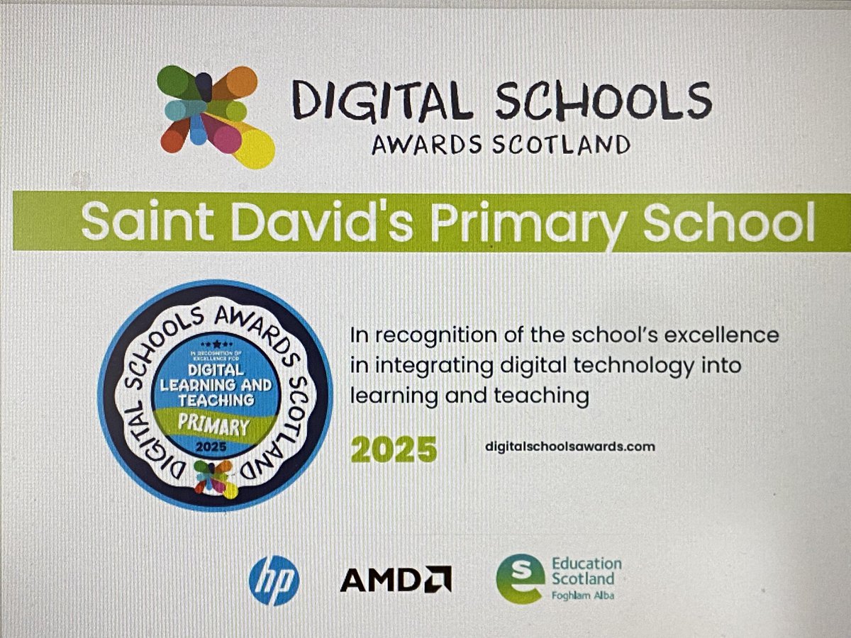 We are delighted to announce that we have achieved the prestigious Digital School Award Scotland. Thank you to all pupils, teachers, NL Digital for support and both current and former digital leaders who through their hard work and commitment have helped us gain this award. 👏