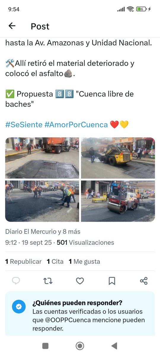 Desde cuándo <a href="/OOPPCuenca/">Obras Cuenca. Unidad Ejecutora y Fiscalización</a> "empresa municipal" elijen quién puede comentar en sus posts?
Cuando sea su cuenta personal tomen esas decisiones. 😒

<a href="/tomebamba/">La Voz del Tomebamba</a> <a href="/LaSuprema961/">La Suprema Estación 96.1</a> <a href="/_REDInformativa/">RED Informativa</a> <a href="/WRadioEc/">W Radio Ec</a>