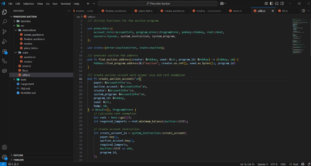 Built a high-performance auction program using Pinocchio + Mollusk for Solana. Features competitive bidding with automatic winner selection, achieving 88-95% reduction in compute unit usage compared to traditional approaches. Zero dependencies, lightning-fast tests.