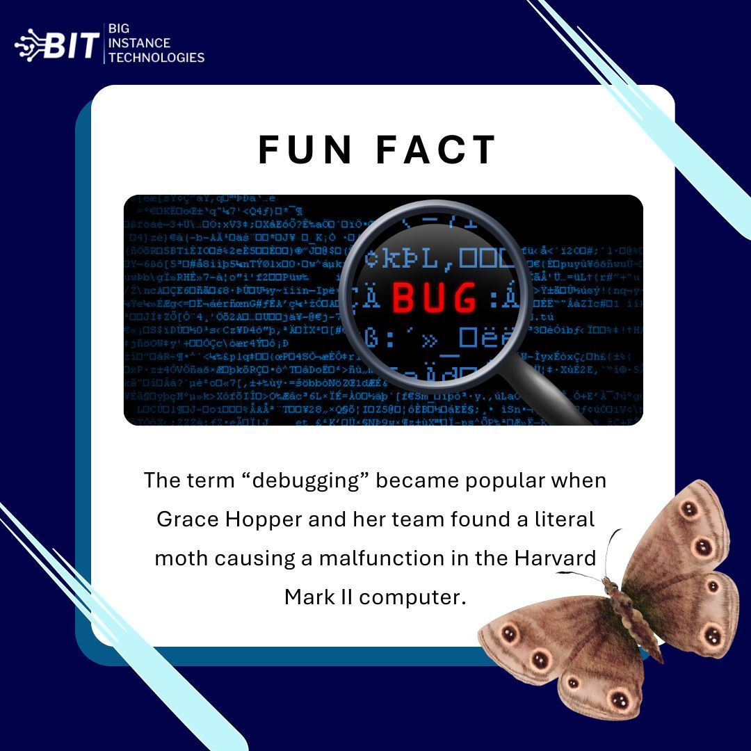 BigInstanceTech's tweet image. A moth, a glitch, and the popularization of a legendary term in tech. Grace Hopper’s discovery in 1947 still impacts the way we work today. 🦋🐛💻 #TechHistory #GraceHopper #Debugging #WomenInTech #Coding