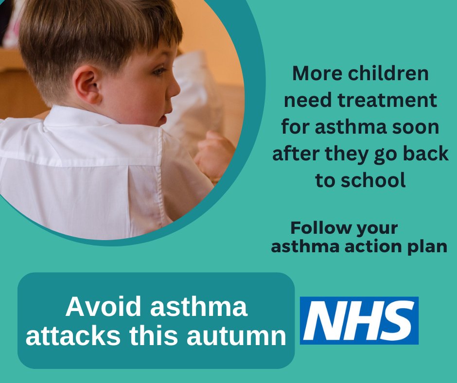 The number of emergency #Asthma treatments for children doubles in September.

Make sure your child takes their preventer medicine regularly and carries their reliever inhaler (puffer) wherever they go.
orlo.uk/SifCL