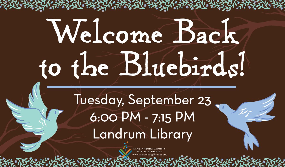 On Tuesday, September 23rd at 6pm at the Landrum Library, join Conserving Carolina and learn about the history of the Eastern Bluebird in North America and the role of the North American Bluebird Society and its primary goal, to protect bluebird populations.