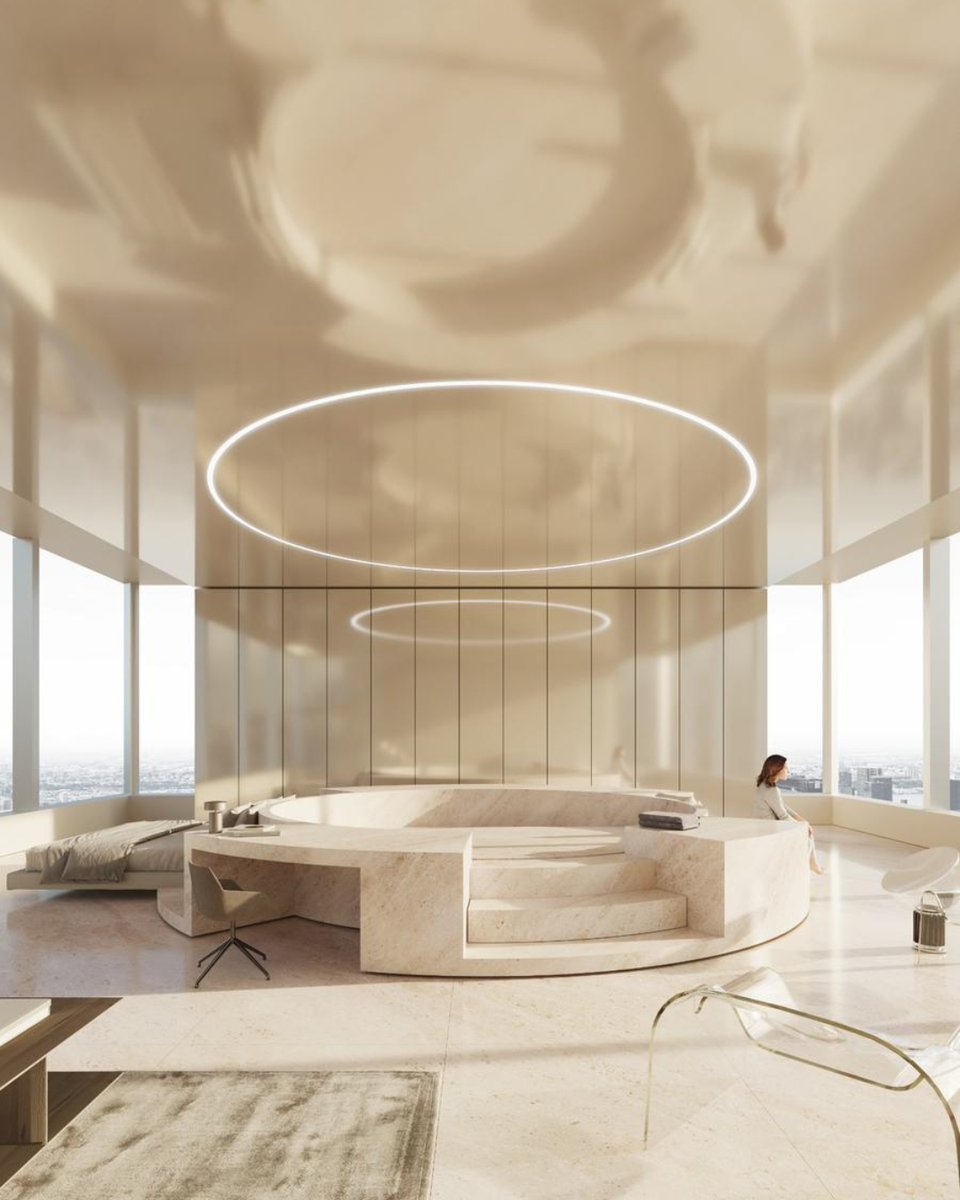 NEW PROJECT⁣
The main living space is organized around a single piece of furniture, whose circular geometry contrasts with the square floor plan of the space.

#architecture #architecturephotography