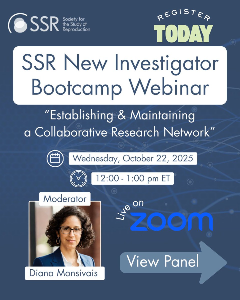 SSRepro's tweet image. Boost your career by building a powerful research network! 🚀 Join the SSR New Investigator Bootcamp webinar, on October 22nd to learn how to create and sustain successful collaborations. Register here: us02web.zoom.us/webinar/regist…
#SSR #SSRWebinar