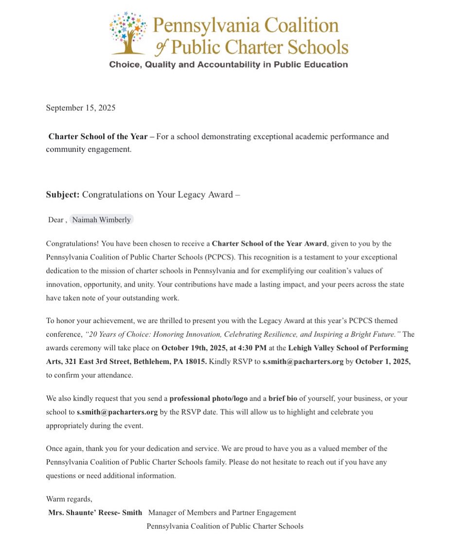 AcademyTacony's tweet image. Congratulations Tacony Academy Charter School !!!! The Pennsylvania Charter School of the Year !!!! @PACharters2023 @mpaa @PCSCA10 @PIFBS