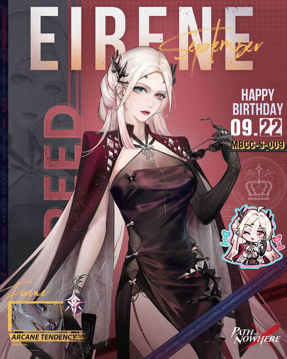 ■ MBCC Birthday Announcement
September 22nd is Eirene's birthday. Happy Birthday, Eriene！

"For the Campbells, birthdays have never been a cause for celebration—they mean you have to start fighting every Campbell…But thankfully, now I have you by my side, my dear accomplice."