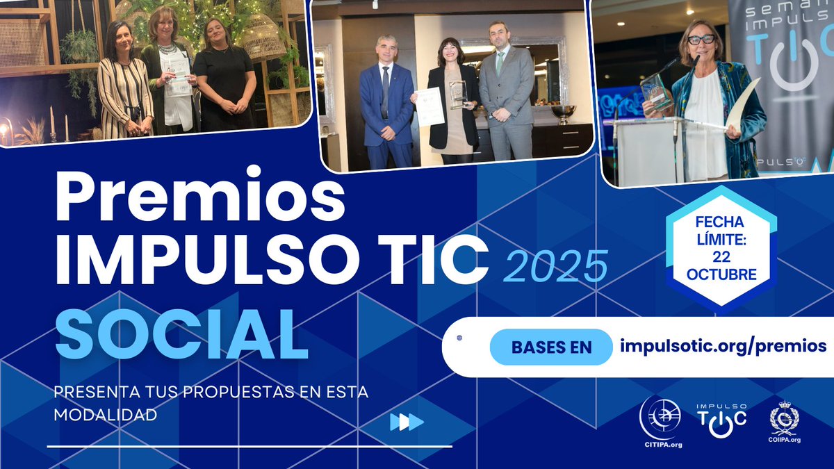 🏆 PREMIOS IMPULSO TIC 2025

📝 ¡Presenta tu candidatura a la categoría SOCIAL!

👇 Consulta las bases y toda la información:

impulsotic.org/presenta-tus-c…
