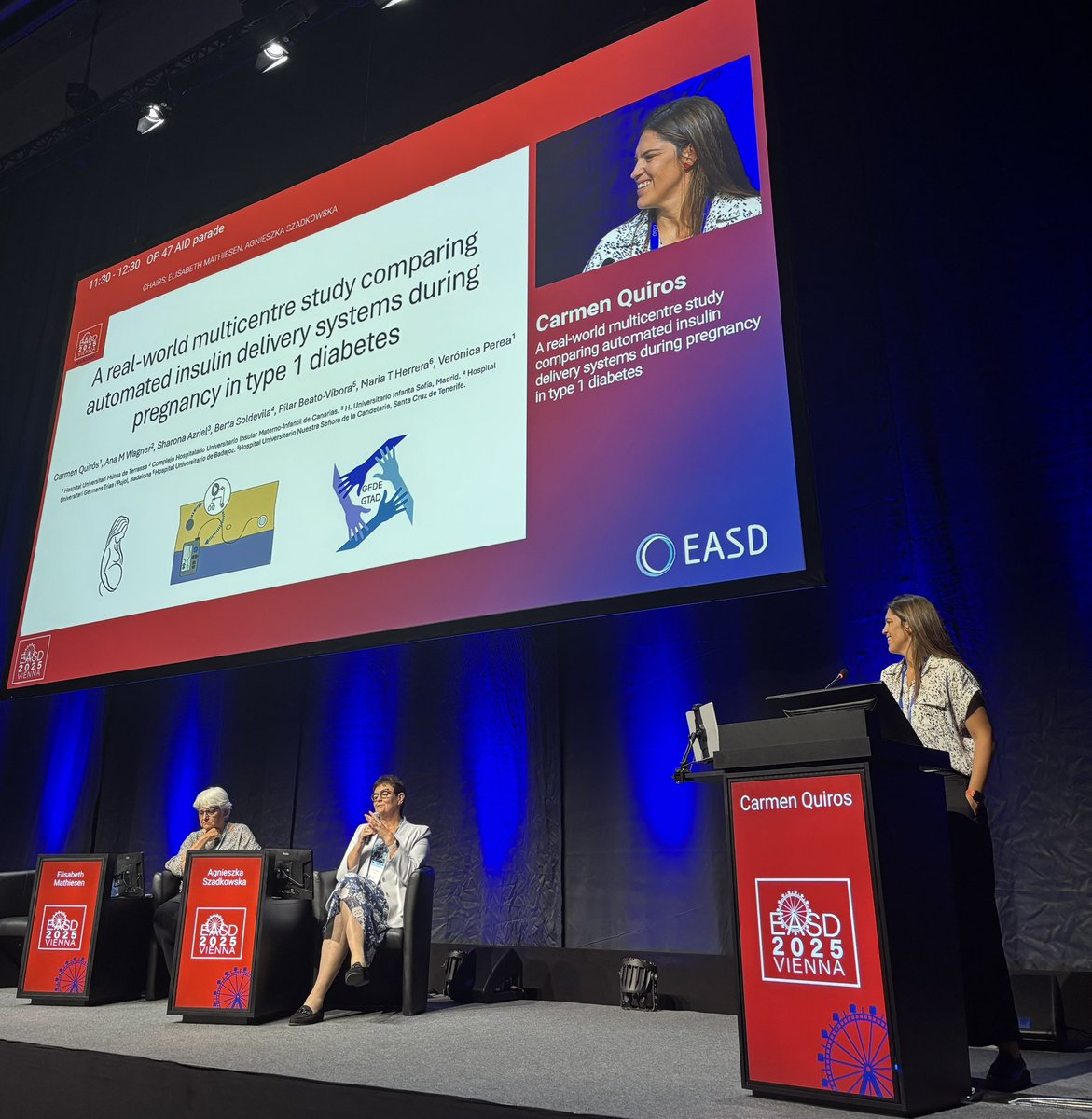 Great presentation 👏🏻 by our colleague <a href="/cmquiros_/">Carmen Quirós</a> at #EASD2025 on a Spanish multicentre study comparing automated insulin delivery systems in pregnant women with T1D. 

A joint effort of the <a href="/SEDiabetes/">SED Diabetes</a> #Technology and #Pregnancy groups.

<a href="/EndoNutMutua/">Endocrinologia i Nutrició</a> <a href="/Mutua_Terrassa/">MutuaTerrassa</a>