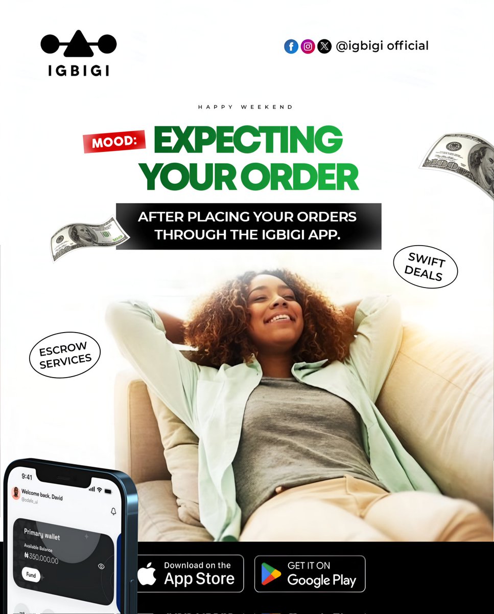 The mood after ordering online through the igbigi app, what you order is exactly what you will get, no stress.

Igbigi is Nigeria’s First Trusted Middleman. Use Igbigi escrow service to ensure peace of Mind with secure transactions, protecting both buyers and sellers.

#igbigi