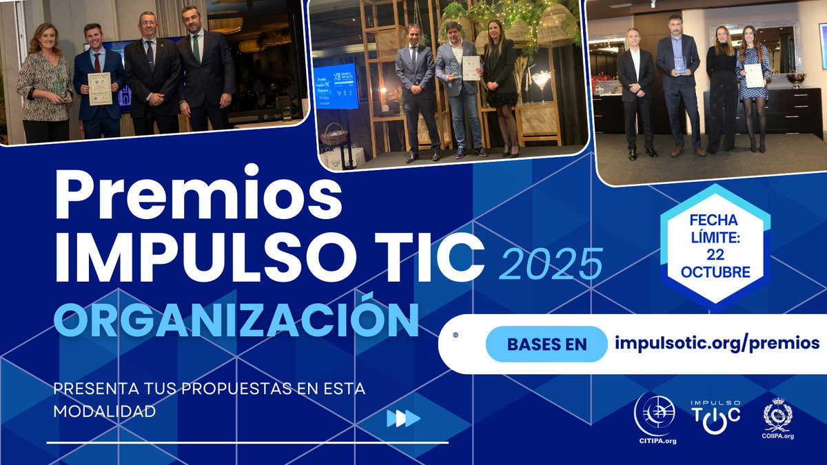 🏆 PREMIOS IMPULSO TIC 2025

📝 ¡Presenta tu candidatura a la categoría ORGANIZACIÓN!

👇 Consulta las bases y toda la información:

impulsotic.org/presenta-tus-c…