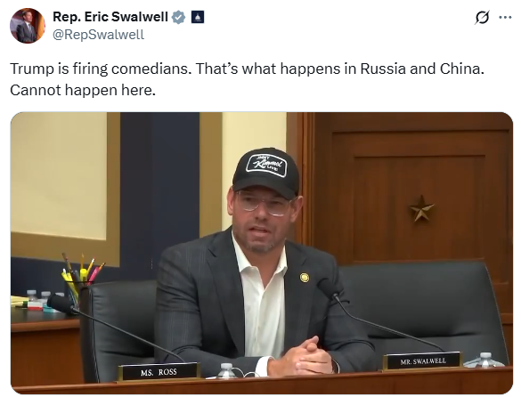 This is FALSE.

Eric Swalwell is a clown and yet he still has a job.